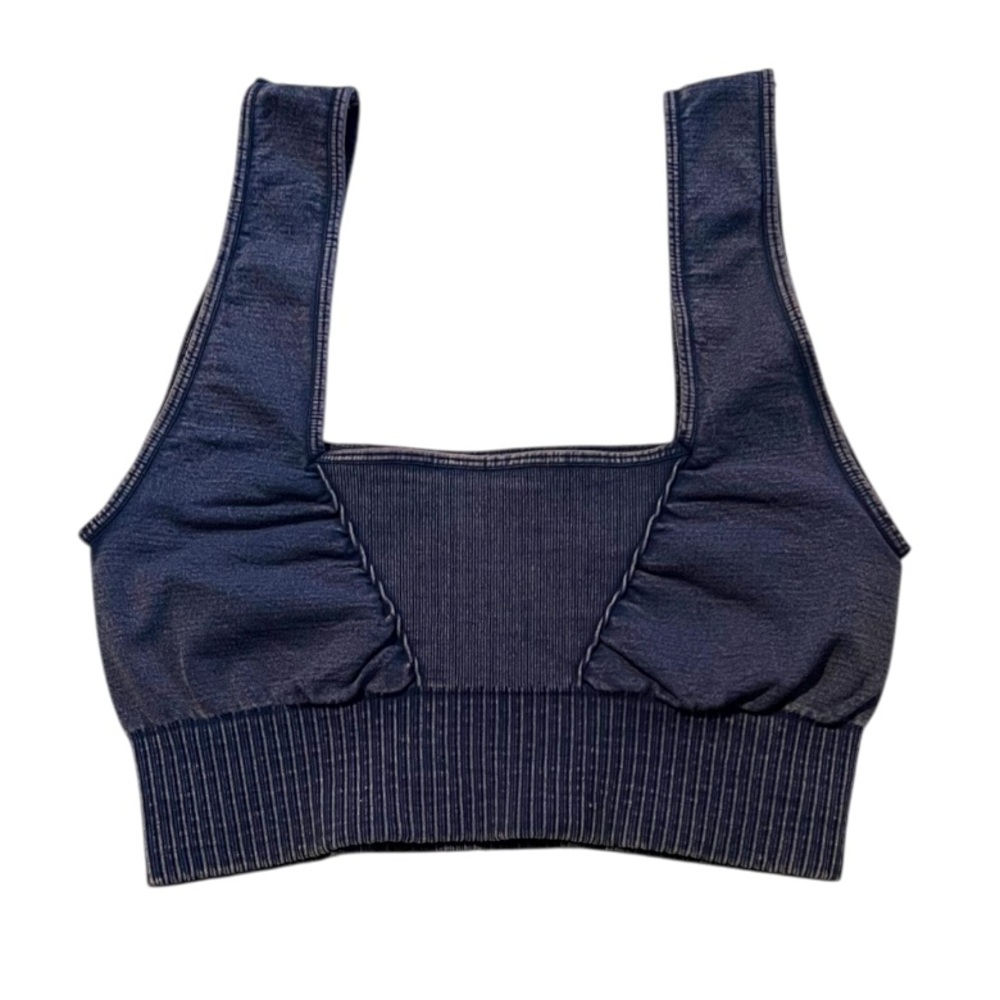 Free People Good Karma Square Neck Bra Top Washed Blue M/L NWOT